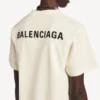 Balenciaga-T-shirt för dam med medium passform och motiv på ryggen i färgen kräm