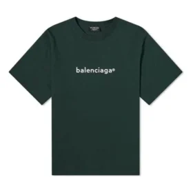 Balenciaga-tröja för män med alfabetmönster, rund hals och korta ärmar, grön 612966TIV543011