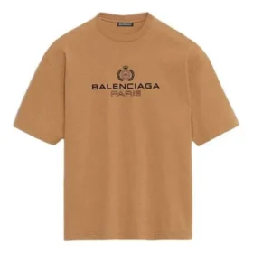 Balenciaga-tröja för män med alfabettryck, kortärmad, krämgul 594579TGV609605