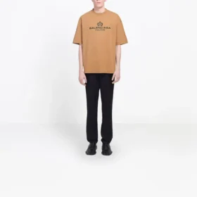 Balenciaga-tröja för män med alfabettryck, kortärmad, krämgul 594579TGV609605