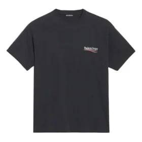 Balenciaga-tröja för män med alfabettryck, kortärmad, svart 641675TIV521070
