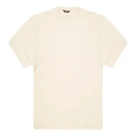 Balenciaga-tröja för män med broderat logo, rund hals och korta ärmar, krämvit 641614TJV829757