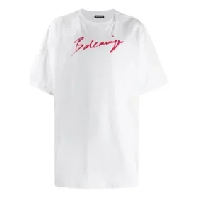 Balenciaga-tröja för män med logotryck, kortärmad, vit 583214TFV639783