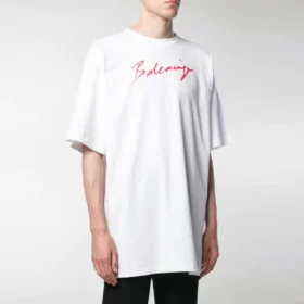 Balenciaga-tröja för män med logotryck, kortärmad, vit 583214TFV639783