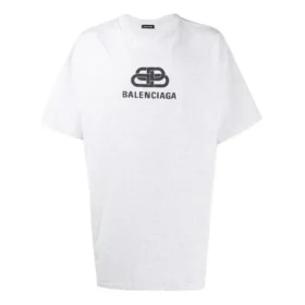 Balenciaga-tröja för män med logotryck, rund hals och korta ärmar, vit 583214TFV652569
