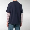 Balenciaga-tröja för män med logotyp, rund hals och korta ärmar, marinblå 535622TAV044128