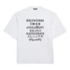 Balenciaga-tröja för män med texttryck, rund hals och korta ärmar, vit 641614TJVI39040