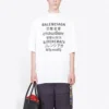 Balenciaga-tröja för män med texttryck, rund hals och korta ärmar, vit 641614TJVI39040