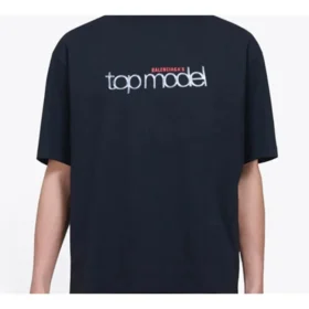 Balenciaga-tröja för män, modell Retro Knit, slim fit, kortärmad, svart 612966TIV821000