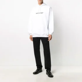 Balenciaga-tröja med logo för män, oversize, vit 570811TIV559040