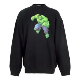Balenciaga x Marvel bomullströja med Hulk-tryck, boxig passform och rund hals ”Svart” 671125TLV581000 Balenciaga x Marvel bomullströja med Hulk-tryck, boxig passform och rund hals ”Svart” 671125TLV581000