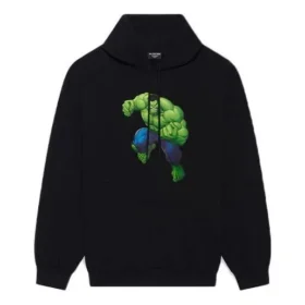 Balenciaga x Marvel Hulk-luvtröja, medium passform ”Black” 600583TLV581000 Balenciaga x Marvel Hulk-luvtröja, medium passform ”Black” 600583TLV581000