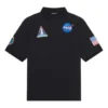 Balenciaga x NASA Crossover FW21 – enfärgad pikétröja i bomull med rymdtryck för män, svart 662493TKVG11070