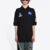 Balenciaga x NASA Crossover FW21 – enfärgad pikétröja i bomull med rymdtryck för män, svart 662493TKVG11070