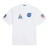 Balenciaga x NASA Crossover FW21 för män, lös passform, rund hals, korta ärmar, vit 651795TKVD79040