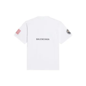 Balenciaga x NASA Crossover FW21 för män, lös passform, rund hals, korta ärmar, vit 651795TKVD79040 Balenciaga x NASA Crossover FW21 för män, lös passform, rund hals, korta ärmar, vit 651795TKVD79040