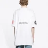 Balenciaga x NASA Crossover FW21 för män, lös passform, rund hals, korta ärmar, vit 651795TKVD79040