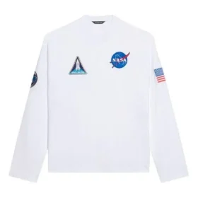 Balenciaga x NASA Crossover Space Printing – långärmad tröja med rund hals för män, vit, 662496TKVD79040