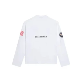 Balenciaga x NASA Crossover Space Printing – långärmad tröja med rund hals för män, vit, 662496TKVD79040