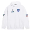 Balenciaga x NASA FW21 Crossover Logo bomullströja med huva, lös passform och långa ärmar för män, vit 651799TKVD89040
