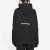 Balenciaga x NASA FW21 Crossover Logo Cotton Classic för män, huvtröja, lös passform, långa ärmar, svart 651799TKVD81070