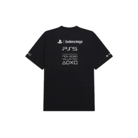 Balenciaga x PlayStation-samarbete: PS5-tröja med alfabetiskt geometriskt mönster, kortärmad, unisex, svart 651795TKVF31070