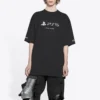 Balenciaga x PlayStation-samarbete: PS5-tröja med alfabetiskt geometriskt mönster, kortärmad, unisex, svart 651795TKVF31070