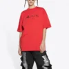 Balenciaga x PlayStation samarbetskollektion FW21 PS5 med alfabetiskt geometriskt mönster, kortärmad unisex-tröja, röd 651795TKVF36552