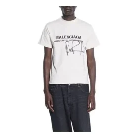 Balenciaga x RuPaul gemensamt signerad FW21 med bokstavstryck och rund krage, herr, vit 670943TLV579057