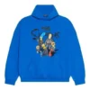 Balenciaga x THE SIMPSONS bomullströja med huva, vid passform ”Blue” 674986TLVG84210
