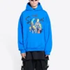 Balenciaga x THE SIMPSONS bomullströja med huva, vid passform ”Blue” 674986TLVG84210