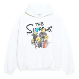 Balenciaga x THE SIMPSONS bomullströja med huva, vid passform ”White” 675003TLVG89016 Balenciaga x THE SIMPSONS bomullströja med huva, vid passform ”White” 675003TLVG89016