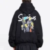 Balenciaga x The Simpsons vadderad bomber-hoodie ”Black” 657115TLVG71000
