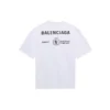 Balenciaga x WFP 1:a generationens crossover-tröja med tryckt logotyp, rund hals och korta ärmar för män, grå 612966THV841167