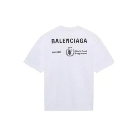 Balenciaga x WFP 1:a generationens crossover-tröja med tryckt logotyp, rund hals och korta ärmar för män, grå 612966THV841167