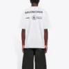 Balenciaga x WFP 1:a generationens crossover-tröja med tryckt logotyp, rund hals och korta ärmar för män, grå 612966THV841167
