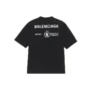 Balenciaga x WFP 1:a generationens crossover-tröja med tryckt logotyp, rund hals och korta ärmar för män, svart 612966THV841000