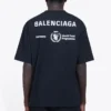 Balenciaga x WFP 1:a generationens crossover-tröja med tryckt logotyp, rund hals och korta ärmar för män, svart 612966THV841000