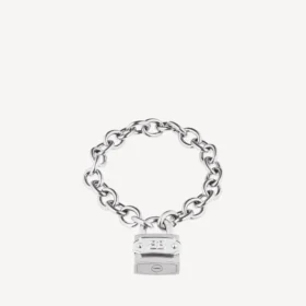 Bb-armband med hänglås i silver/antik silver