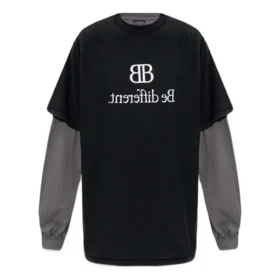 BB Be Different T-shirt med lappar, långärmad T-shirt ”Black Grey” 720407TNVV31070