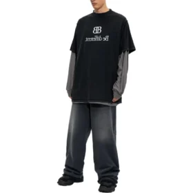 BB Be Different T-shirt med lappar, långärmad T-shirt ”Black Grey” 720407TNVV31070