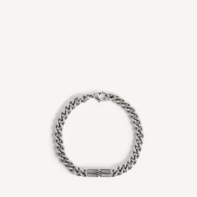 BB Icon-armband för herr i tunt gourmette-band i antiksilver