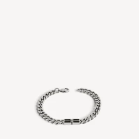 BB Icon-armband för herr i tunt gourmette-band i antiksilver