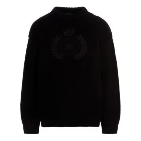 BB Laurel Crown Logo stickad tröja med rund hals ”Svart” 664369T32111000