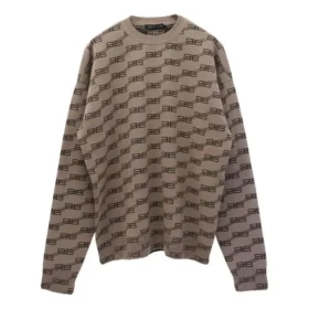 BB-tröja med rund hals och mönster över hela plagget ”Beige” 733859T32539378