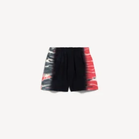 Bermudashorts för män i svart med extrem tie-dye-mönster och normal passform