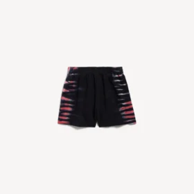 Bermudashorts för män i svart med extrem tie-dye-mönster och normal passform