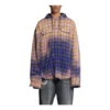 Blekad rutig långärmad hoodie ”Purple Beige” 699223TMM095212