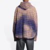 Blekad rutig långärmad hoodie ”Purple Beige” 699223TMM095212