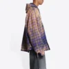 Blekad rutig långärmad hoodie ”Purple Beige” 699223TMM095212